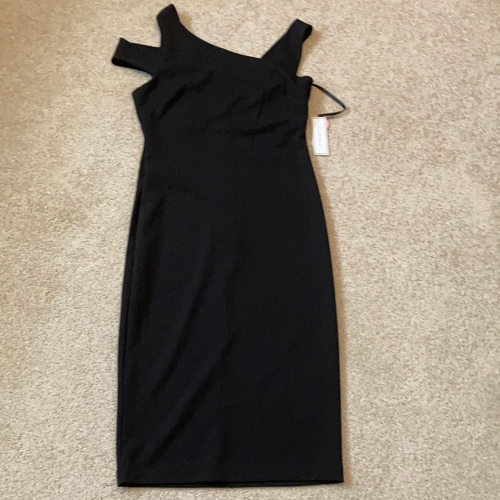 NWT Bodycon Size 4 Little Black Dress With Asymmetrical Neckline
